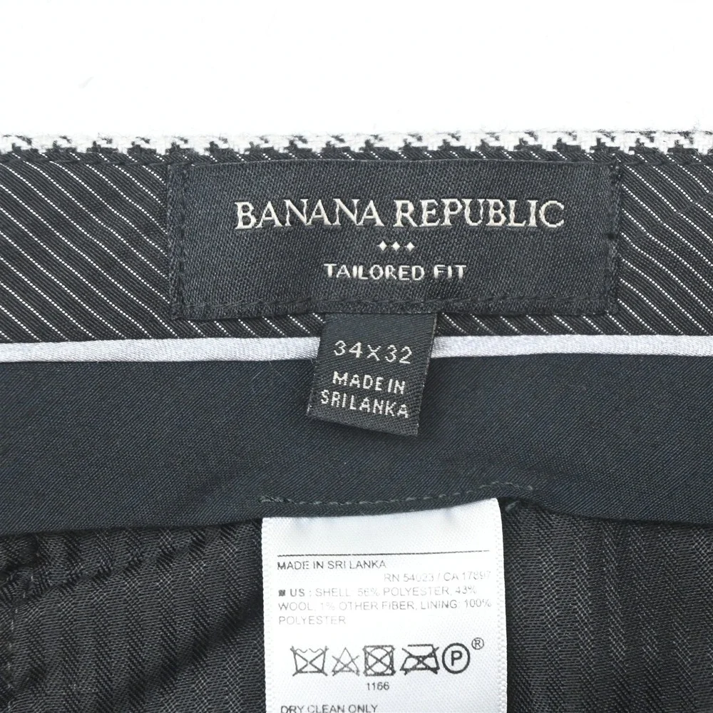 Banana Republic 44R 34x32 Houndstooth Wool Flannel Tailored Jacket Pants Suit